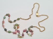 Load image into Gallery viewer, 0282: Vintage: 9ct Gold 27 Tourmaline Beads Rainbow Necklace (48cm)
