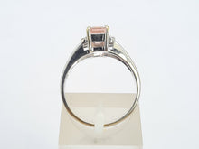 Load image into Gallery viewer, 0351: Vintage: 14ct White Gold Emerald Cut Pink Morganite Diamonds Cocktail Ring
