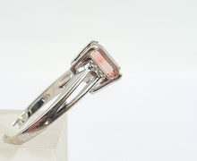 Load image into Gallery viewer, 0351: Vintage: 14ct White Gold Emerald Cut Pink Morganite Diamonds Cocktail Ring
