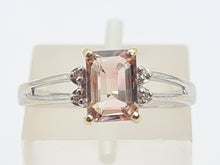 Load image into Gallery viewer, 0351: Vintage: 14ct White Gold Emerald Cut Pink Morganite Diamonds Cocktail Ring
