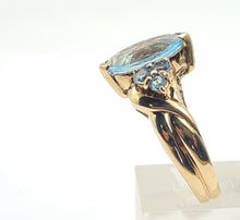 Load image into Gallery viewer, 0377: Vintage; Statement 9ct Gold  7 Swiss Blue Topaz Cocktail Ring-
