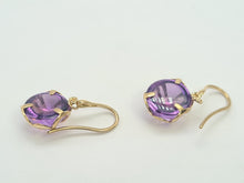 Load image into Gallery viewer, 0228: Vintage: 9ct Gold Round Cut Lilac Amethyst Earrings -Lovely cut and colours
