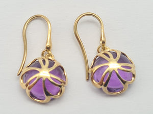 0228: Vintage: 9ct Gold Round Cut Lilac Amethyst Earrings -Lovely cut and colours