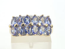 Load image into Gallery viewer, 0331: Vintage: 9ct Gold Blue Tanzanites Diamonds Tiered Cocktail Ring- FAB
