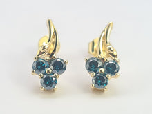 Load image into Gallery viewer, 0212: Vintage: 9ct Gold Blue Diamonds Earrings- exquisite, nice weight
