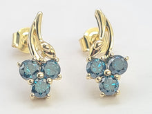 Load image into Gallery viewer, 0212: Vintage: 9ct Gold Blue Diamonds Earrings- exquisite, nice weight
