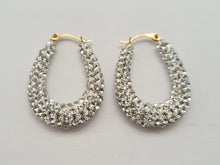 Load image into Gallery viewer, 0508: Vintage: Large 9ct Gold Diamante Creole Hooped Earrings
