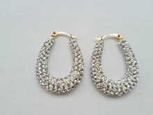 Load image into Gallery viewer, 0508: Vintage: Large 9ct Gold Diamante Creole Hooped Earrings
