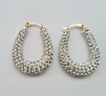 Load image into Gallery viewer, 0508: Vintage: Large 9ct Gold Diamante Creole Hooped Earrings
