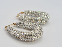 Load image into Gallery viewer, 0508: Vintage: Large 9ct Gold Diamante Creole Hooped Earrings
