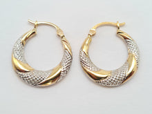 Load image into Gallery viewer, 0442: Vintage: 9ct Gold Mixed Gold Hooped Earrings
