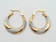 Load image into Gallery viewer, 0442: Vintage: 9ct Gold Mixed Gold Hooped Earrings
