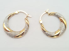 Load image into Gallery viewer, 0442: Vintage: 9ct Gold Mixed Gold Hooped Earrings
