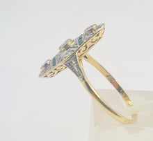 Load image into Gallery viewer, 6166: Antique: 18ct Gold Art Deco Emerald Diamonds Panel Ring
