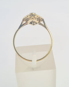 6166: Antique: 18ct Gold Art Deco Emerald Diamonds Panel Ring