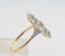 Load image into Gallery viewer, 6166: Antique: 18ct Gold Art Deco Emerald Diamonds Panel Ring
