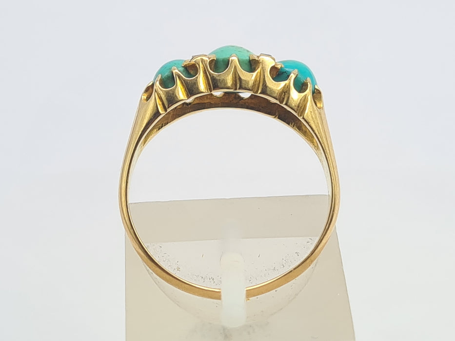 6192 Antique: 18ct  Gold Turquoises Rose Cut Diamonds - From 1911