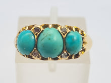 Load image into Gallery viewer, 0540: Antique: 18ct  Gold Turquoises Rose Cut Diamonds - Date Mark 1911
