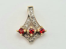 Load image into Gallery viewer, 0551: Vintage: 9ct Gold Rubies Diamonds Drop Earrings- nice weight
