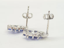 Load image into Gallery viewer, 0557: Vintage: 9ct White Gold Tanzanites Diamonds Stud Earrings
