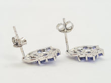 Load image into Gallery viewer, 0557: Vintage: 9ct White Gold Tanzanites Diamonds Stud Earrings
