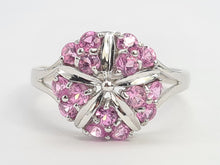 Load image into Gallery viewer, 0272: Vintage: 18ct White Gold 15 Pink Sapphires Cocktail Ring- Barbie Eye Candy-
