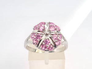 0272: Vintage: 18ct White Gold 15 Pink Sapphires Cocktail Ring- Barbie Eye Candy-