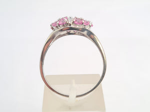 0272: Vintage: 18ct White Gold 15 Pink Sapphires Cocktail Ring- Barbie Eye Candy-