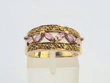 Load image into Gallery viewer, 0340: Vintage: 9ct Gold Amethysts Citrines Openwork Band- lovely combination
