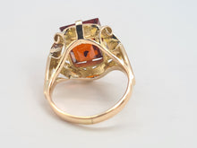 Load image into Gallery viewer, 0294: Vintage: Rare 18ct Gold Large Princess Cut Orange Garnet Statement Ring
