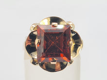 Load image into Gallery viewer, 0294: Vintage: Rare 18ct Gold Large Princess Cut Orange Garnet Statement Ring
