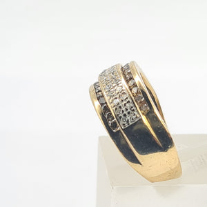 0433: Vintage: 9ct Gold Champagne & White Diamonds Dress Ring- 52 natural diamonds, Fabulous