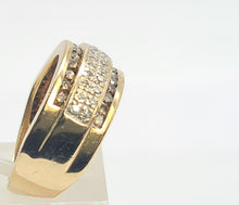 Load image into Gallery viewer, 0433: Vintage: 9ct Gold Champagne &amp; White Diamonds Dress Ring- 52 natural diamonds, Fabulous
