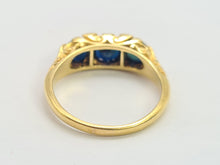 Load image into Gallery viewer, 0452: Vintage: 18ct Gold French Blue Sapphires Trilogy Diamonds Ring- Date-Mark 1973
