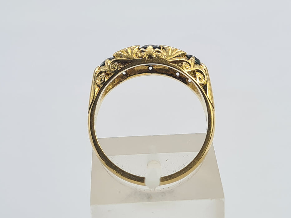 6180 Vintage: 18ct Gold Australian Blue Sapphires Diamonds Statement Ring-From 1972