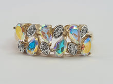 Load image into Gallery viewer, 0459: Vintage: 9ct Gold Mercury Topaz Diamonds Dress Ring- amazing array of colours
