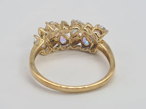 0459: Vintage: 9ct Gold Mercury Topaz Diamonds Dress Ring- amazing array of colours