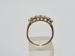 0459: Vintage: 9ct Gold Mercury Topaz Diamonds Dress Ring- amazing array of colours