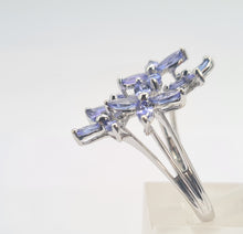 Load image into Gallery viewer, 0461: Vintage: 9ct White Gold Marquise Cut Tanzanites Floral Cocktail Ring-FAB
