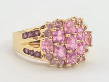 Load image into Gallery viewer, 0495: Vintage: 9ct Gold Pink Sapphires Topaz Cocktail Ring- Barbie beauty
