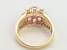 Load image into Gallery viewer, 0495: Vintage: 9ct Gold Pink Sapphires Topaz Cocktail Ring- Barbie beauty
