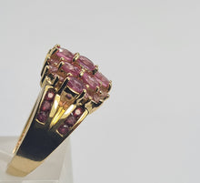 Load image into Gallery viewer, 0495: Vintage: 9ct Gold Pink Sapphires Topaz Cocktail Ring- Barbie beauty
