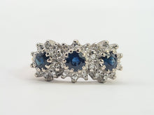 Load image into Gallery viewer, 0424: Vintage: 18ct Gold French Blue Sapphires 26 Diamonds Cocktail Ring- Date Mark 1971
