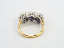 Load image into Gallery viewer, 0424: Vintage: 18ct Gold French Blue Sapphires 26 Diamonds Cocktail Ring- Date Mark 1971
