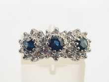 Load image into Gallery viewer, 0424: Vintage: 18ct Gold French Blue Sapphires 26 Diamonds Cocktail Ring- Date Mark 1971
