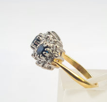 Load image into Gallery viewer, 0424: Vintage: 18ct Gold French Blue Sapphires 26 Diamonds Cocktail Ring- Date Mark 1971
