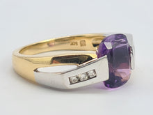 Load image into Gallery viewer, 0425: Vintage: 14ct Yellow &amp; White Gold Amethyst Diamonds Statement Ring
