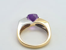 Load image into Gallery viewer, 0425: Vintage: 14ct Yellow &amp; White Gold Amethyst Diamonds Statement Ring
