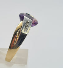 Load image into Gallery viewer, 0425: Vintage: 14ct Yellow &amp; White Gold Amethyst Diamonds Statement Ring
