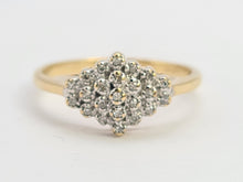 Load image into Gallery viewer, 0232: Vintage: 9ct Gold 23 Round Cut Diamonds Dress Ring- petite, sparkling, eye- catching
